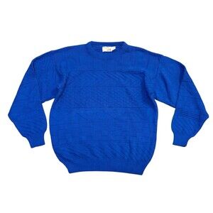 VTG 60s 70s The Fox Collection JCPenney Wool Blend Sweater Blue Textured Size L